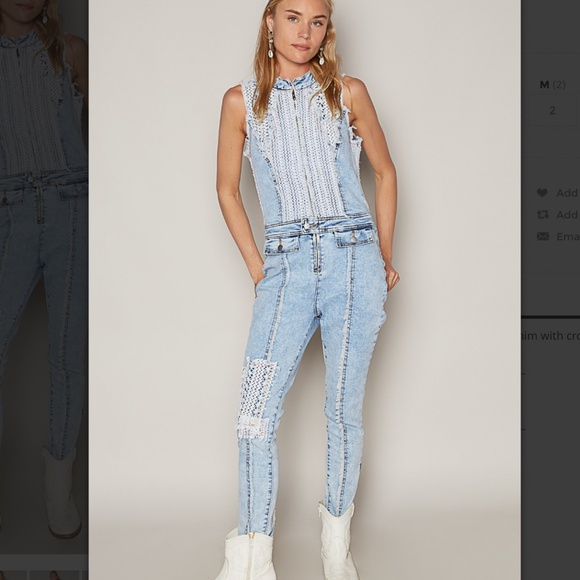 POL Pants - 🌼 POL “ Gloria “ POL Jean One Piece Jumpsuit Utility Romper with Crochet 58